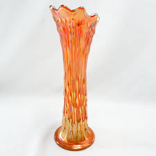 Antique Swung Vase Carnival Iridescent Marigold Tree Trunk ...