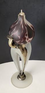 Art Glass Art Nouveau Style Iridescent Pedestal Oil Lamp ...