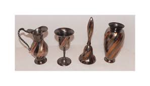 Vintage Tri-color Brass Lot-vase, Urn, Pitcher, Bell, Goblet ...