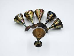 Vintage Indian Brass Teapot ( No Spout) & 6 Cups (kumgan or ...