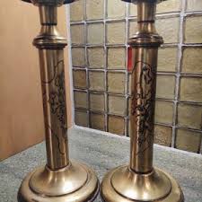 Vintage Brass Etched Candlesticks - Etsy