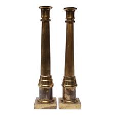 Enrique Garcel Lacquer, Resin and Brass Candlesticks - A Pair | Chairish