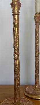 Pair of Nancy Corzine Giltwood Candlestick Table Lamps | Chairish