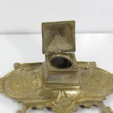 VINTAGE BRASS SINGLE INKWELL | eBay