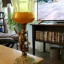 Vintage Brass And Glass Cherub Votive Candle Holder Amber | eBay