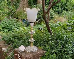 Vintage 80s Composite Moulded Cut Glass Crystal and Gold Effect Table Lamp With Early 20th Century Glass Lampshade. - Etsy