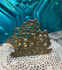 Vintage Ornate Brass Napkin Holder- Letter Holder - Etsy
