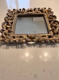 Vintage Square Mirror - Ornate Muted Gold Resin Frame - French Baroque - 1970s Decor - Etsy