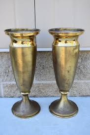 Pair of Older Brass Church Flower Vases, 16 1/8" ht. (CU255 ...
