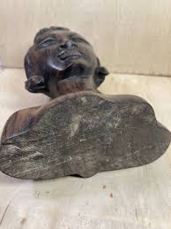 Hand Carved Wooden Bust of a Woman | eBay