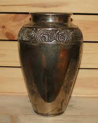 Vintage ornate floral metal vase | eBay