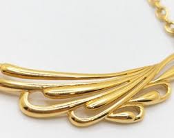 Vintage Monet Art Deco Style Geometric Necklace Choker Collar Gold Tone Wedding Bridal Statement Jewelry Bridesmaid Gifts - Etsy