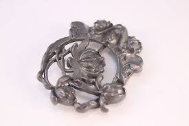 Vtg Antique Pewter Open Window Metal Art Nouveau Fashion ...