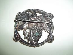 Vintage Sterling Silver Brooch Pin Cluster of Grapes Swirls ...