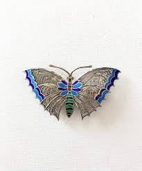 Antique Art Deco Real Silver Filigree Enamel Butterfly Brooch / Vienna, Austria, Toucan Head Hallmark 800 Silver - Etsy