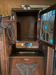 Antique Hutch Cabinet- stained glass | eBay