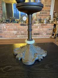 Antique Vintage Art Nouveau Double Socket Table Lamp Floral Lily Base | eBay