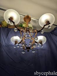 French Antique Mistletoe Art Deco Chandelier Copper ...