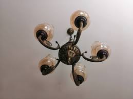 Chandelier Brass Burnished Glass Filigree Wood 95 CM (H) 5 ...