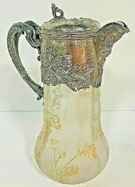 LEGRAS MT JOYE DECORATED CRYSTAL AND SILVER ON COPPER FLORAL ...