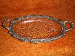 Antique Ornate 12" Silver and Glass Fruit Bowl Serving Plate ...