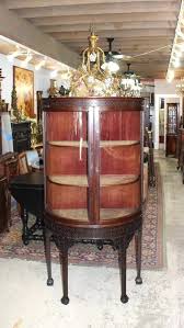 English Antique Mahogany Edwardian Display Cabinet | Curved Glass Shelves C.1900 - Etsy