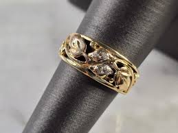 Womens Vintage Estate 14K Yellow & Rose Gold Diamond Ring 3.8g E4766 – MannysJewelry
