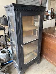 Antique Black Display Cabinet – Glass Door with Key ...