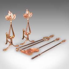 Antique Fireside Companion Set, French Bronze Fire Tools, Art Nouveau, Victorian | Chairish