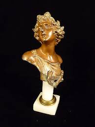 RARE MINIATURE CLASSICAL BRONZED BUST OF APOLLO ON MARBLE ...
