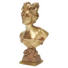 Art Nouveau Gold-Patinated Bronze Bust/Seal 'La Poésie ...