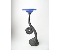 Pillar Iron Candle Holder With Glass Base Blue Color for the Candle Freeform Design Unique Candle Holder 11th Year Anniversary - Etsy Australia