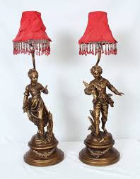 Vintage Pair Of Emile Bruchon Boy And Girl Figural Table ...