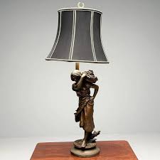 Metal Statue of a Woman Fruit Bearer, Mounted as Lamp ...