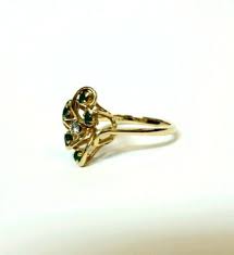 VINTAGE .19 CARAT EMERALD AND .05 CARAT DIAMOND YELLOW GOLD ...