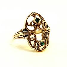 Victorian Ring, Silver 925 and Simile Emerald Ring, Circa ...