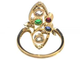 Art Nouveau 18ct Gold & Platinum, Diamond, Emerald, Ruby ...
