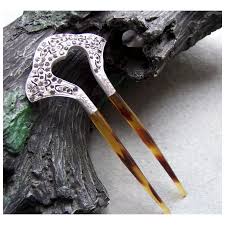 Edwardian hair comb aluminium rhinestone trim hair ornament. For Sale at Ruby Lane