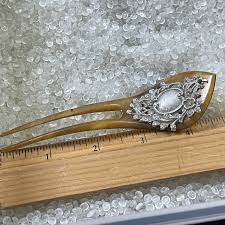 Antique Hair Comb, Hair Comb Ornate Silver Top, 1900s Comb, Gray Stones - Etsy UK