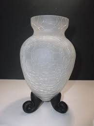 Vintage Studio CRACKLE Glass Vase PURPLE Feet 8" | eBay