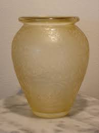 Victorian Art Glass Glue Chip Chipped Ice or Ice Glass Amber Vase | eBay