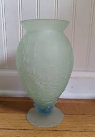 Frosted Crackle Glass Vase Green & Blue | eBay