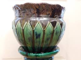 Weller Blended Majolica Art Deco Pottery Green Brown Jardiniere Pedestal Planter | eBay