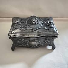 Antique Silver Metal Jewelry Box - Etsy