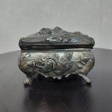 RARE Square SHAPE Antique N.B. Rogers Silver Plate Co Jewelry Box - LINED - Rose Design Art Nouveau Danbury, Conn. - Etsy
