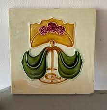 Antique Art Nouveau Majolica Tile C1901 - Fireplace Tile ...