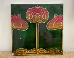 Antique Art Nouveau Tile – Stylised Tulip Design C.1900 - Etsy