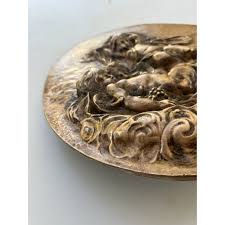French 19th Century Heavy Bronze Relief Plaque of 3 Cherubs | Chairish