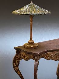 Dollhouse Miniature Tiffany Style Stained Glass Lotus Lamp ...