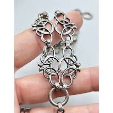 Antique Art Nouveau Necklace Silver Tone Ornate Intricate Design Green Glass | eBay